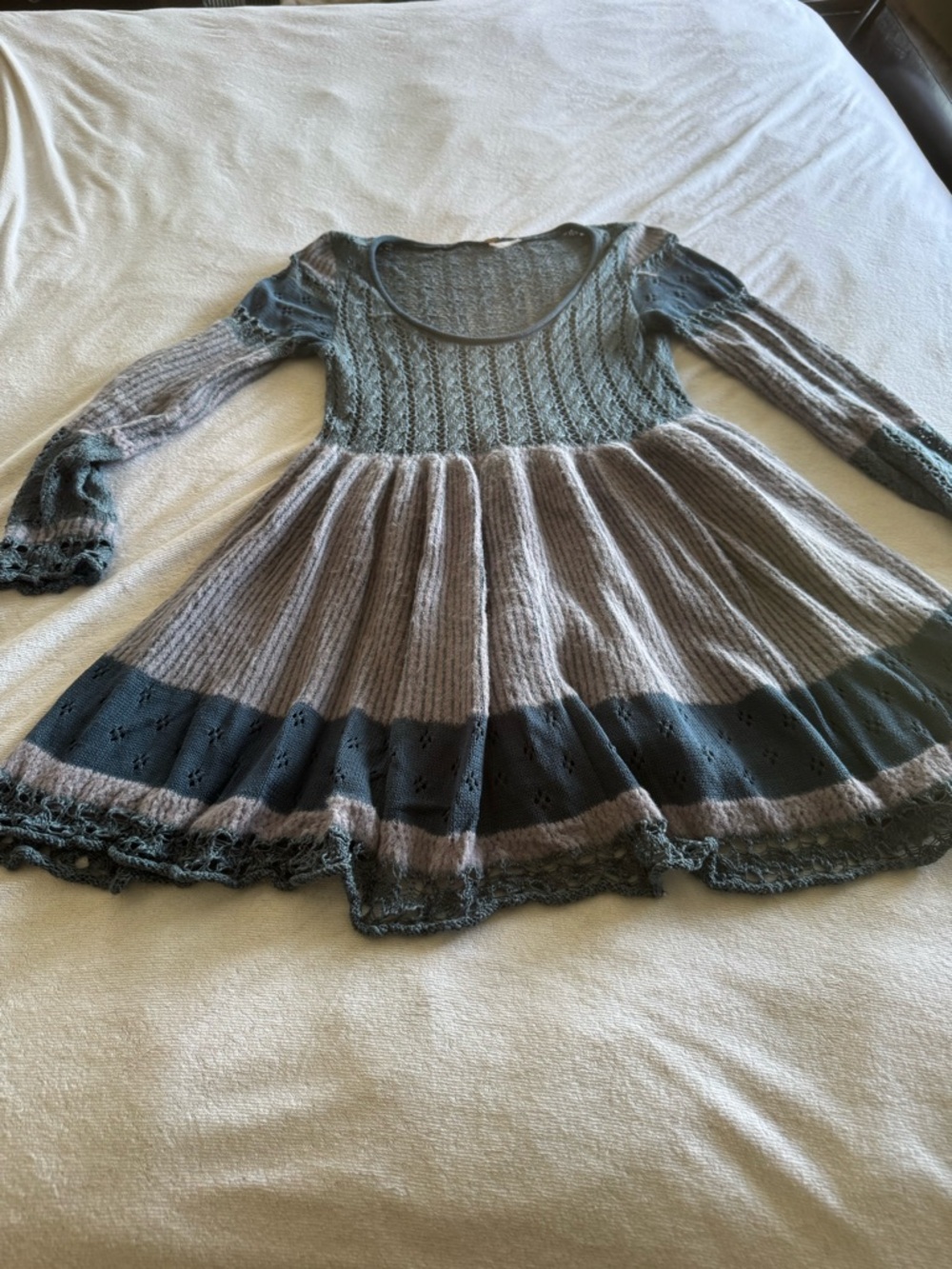 Free People Mini Dress in Sage Green and Taupe